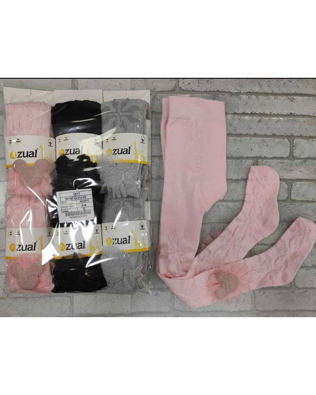 Pattern Ribbon Stockings with lace