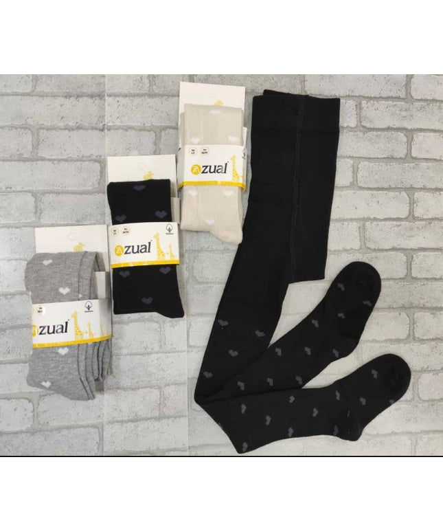 Zual Pattern Cottons Stockings - Love hearts