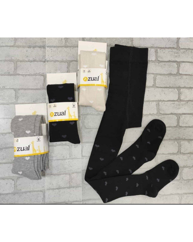 Zual Pattern Cottons Stockings - Love hearts