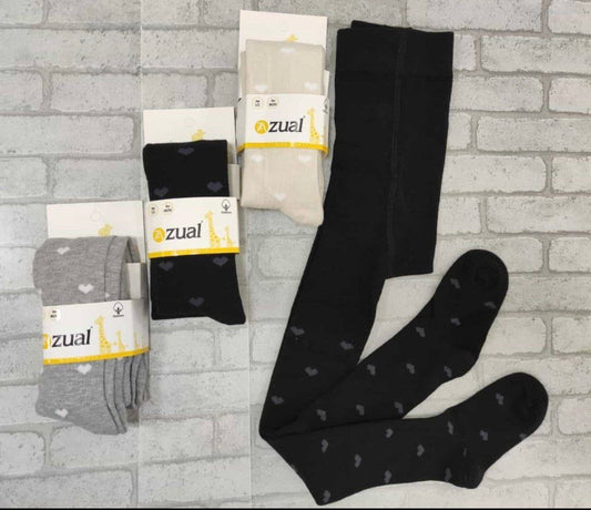 Zual Pattern Cottons Stockings - Love hearts