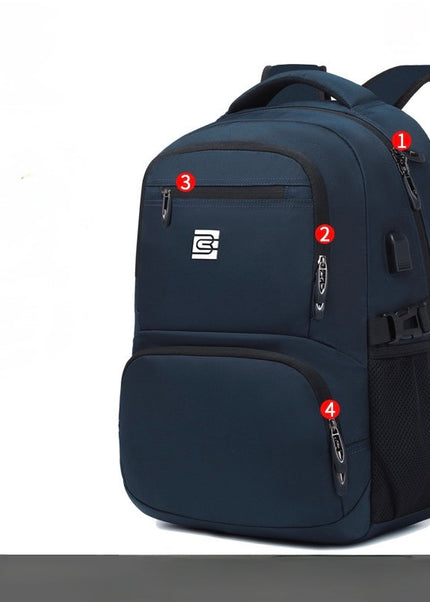 Large Capacity Waterproof Travel & School Backpack – USB Port, Anti-Theft, Unisex -  High School and Junior High School