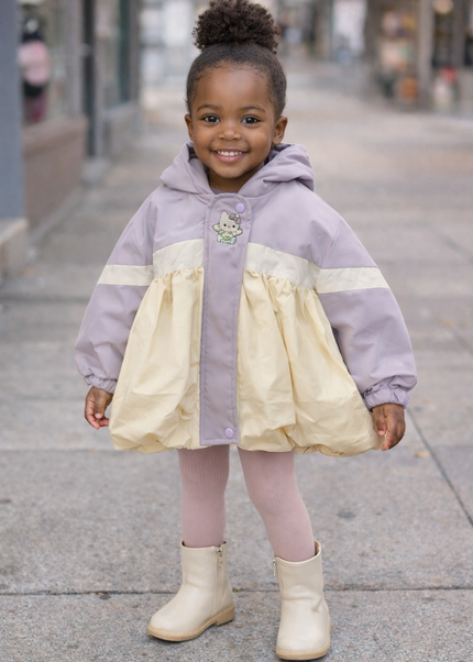 Girls Colorblock Hooded Puffer Jacket