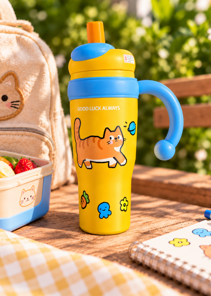 Kids & School Vacuum Stainless Steel Straw Tumbler Mug (860ml)