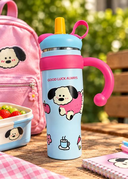 Kids & School Vacuum Stainless Steel Straw Tumbler Mug (860ml)