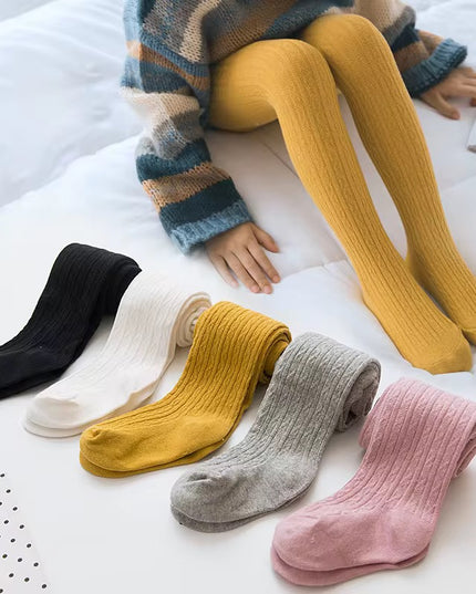 Ribbed Pattern Stockings for Girls