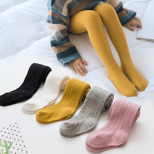 Ribbed Pattern Stockings for Girls