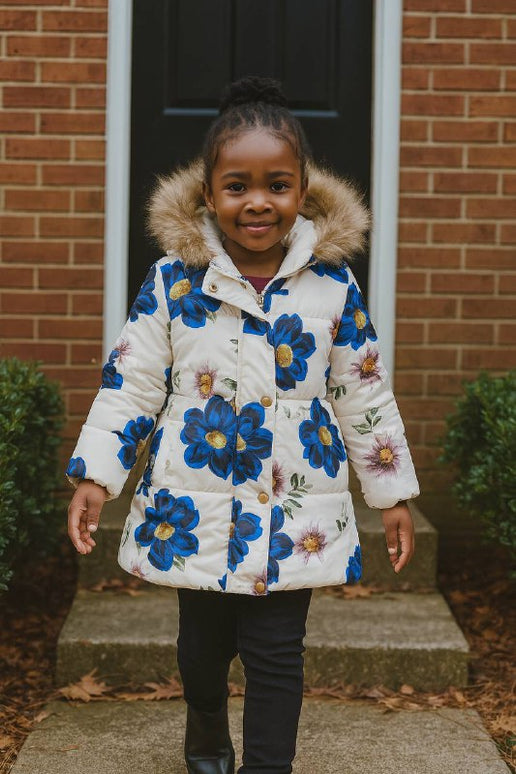 ❄️ Luxe Floral Hooded Jacket – Sunday Best Edition